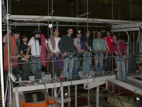 Riggers on the Coliseum Catwalk